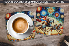 Unicorn Coaster Sublimation, 4th Of July Coaster PNG Design Product Image 1