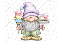 Ice Cream Gnome Clipart PNG Summer Dessert Art, Summer Gnome Product Image 5