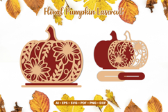 Autumn Floral Pumpkin Laser Cut SVG | Standing Fall Decor Product Image 1