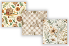 Rustic Cottagecore Seamless Patterns, Neutral Watercolor Product Image 5