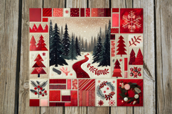 Xmas patchwork landscape | Skinny tumbler sublimation design Product Image 5