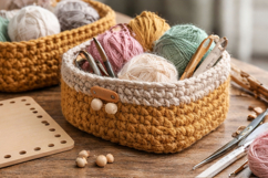 Small square basket base 6 inch 15 cm digital file macrame c Product Image 5