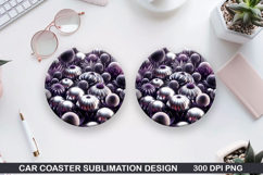 Flowers Car Coaster Sublimation| Flowers Coaster PNG Design Product Image 1