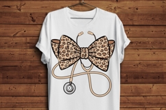 Nurse Leopard Bow Stethoscope Sublimation Design Product Image 4