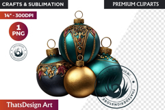 Christmas Jewel Baubles Clipart | Elegant Holiday Ornaments Product Image 1