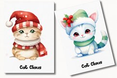 Cat Claus Christmas Watercolor 35 Cliparts Ai Generated Art Product Image 5