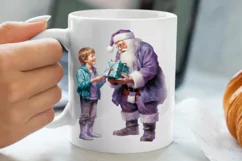 Christmas Purple Santa Claus Sublimation, Christmas PNG Product Image 5