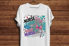 Nurse Nurse Nurse PNG Leopard Print, Cute Nurse Collage Subl Product Image 5