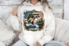 Patriotic Hunting Life PNG, American Flag Bass &amp; Deer Design Product Image 5