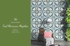 Repeating Moroccan Majolica| Teal Seamless Tile Product Image 5