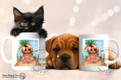 Relax Yoga Beach Meditation Design, Wellness Chibi girl PNG Product Image 6
