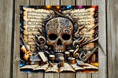 Music & Skulls | 4 Skinny tumbler sublimation designs Product Image 5
