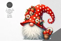 Gnome clipart, Strawberries clipart, Watercolor clipart Product Image 1