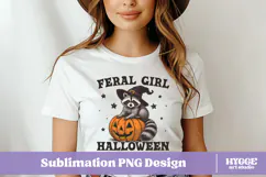 Vintage Funny Sarcastic Feral Witch Raccoon Halloween PNG Product Image 2