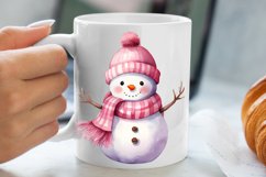 Cute Pink Christmas Snowman Sublimation Clipart Product Image 5