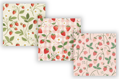 Cute Strawberry Seamless Pattern Bundle, Cottagecore Gingham Product Image 5