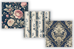 Midnight Toile Digital Paper Pack, Vintage Floral Toile Product Image 5