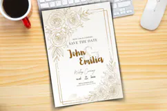 Elegant Gold Floral Wedding Invitation Canva Template Product Image 3
