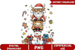 Highland Cow and Snowman Christmas Sublimation,Christmas Png Product Image 5