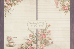 Floral scrapbook backgrounds. Shabby chic junk journal kit. Product Image 1