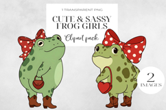 Cute Sassy Frog Girls PNG Clipart, Sublimation PNG. Product Image 1