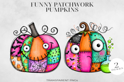 Patchwork Halloween Pumpkin PNG, Stitched Clipart Product Image 1