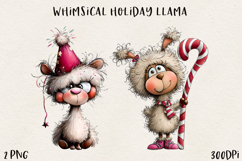 Whimsical Christmas Llama Clipart | Cute Holiday Llama PNG Product Image 1