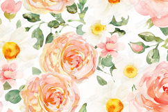 Peach Watercolor Floral Background Pattern Design Product Image 1