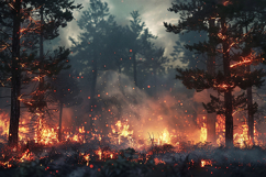 Intense Forest Wildfire Burning Trees Dramatic Scene Product Image 1