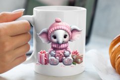 Cute Pink Christmas Animals Clipart Sublimation Product Image 1