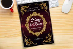 Luxury Royal Burgundy and Gold Wedding Invitation Template Product Image 3