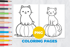 Cat with a pumpkin Coloring Pages | Coloring book Product Image 1