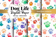 Dog Paw Digital Paper Seamless Scrapbook Paper Product Image 1