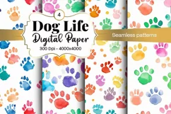 Dog Paw Digital Paper Seamless Scrapbook Paper Product Image 1