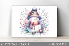 Snowman Cutting Board. Christmas Kitchen Cutting Board Product Image 1