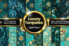 Luxury Turquoise Pattern Digital Papers Product Image 1