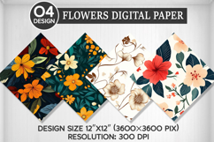 Flowers Seamless Digital Paper, Flowers Background Product Image 1