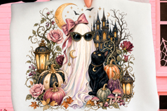 Glam Ghost Black Cat Halloween PNG Product Image 1