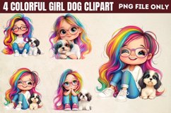 Colorful Girl Dog Clipart PNG Product Image 1