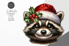Christmas clipart, Raccoon clipart, Winter sublimation Product Image 1