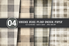 Vintage Beige Plaid Digital Paper Product Image 1