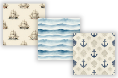 Vintage Nautical Digital Paper Pack, Coastal Maritime Product Image 5