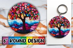 PNG Round Design: Colorful Stained Glass Trees Product Image 1
