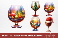 Christmas Wine Cup Sublimation Clipart Product Image 1