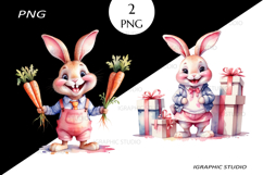 Pink Easter Bunny Clipart, Easter Egg Clipart, Rabbit PNG Product Image 1