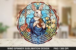 Bunny Stained Glass Wind Spinner, Easter Wind Spinner Design Product Image 1