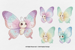 15 Bundle Watercolor Cute Butterfly Kids Animal Caterpillar Product Image 5