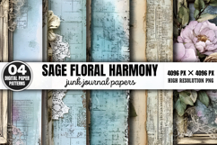 Sage Floral Harmony Junk Journal Bundle PNG Product Image 6