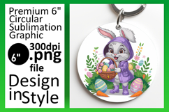 Artful Round Design Keychain Template , Easter Bunny Product Image 1
