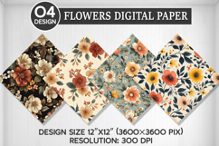 Flowers Seamless Digital Paper, Flowers Background Product Image 1